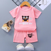 Toddler Kids Girl Print Cat Fishbone Summer Short Pajamas Sleepwear Set Cotton Pjs