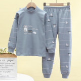 Toddler Kid Boys Print Cat Cloud Pajamas Sleepwear Set Long Sleeves Cotton Pjs