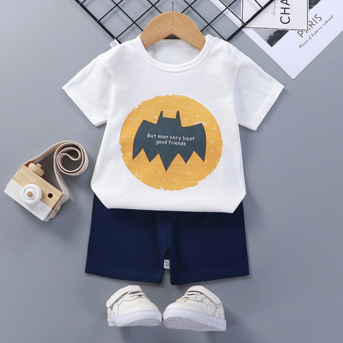 Toddler Kids Boy Print Bat Summer Short Pajamas Sleepwear Set Cotton Pjs