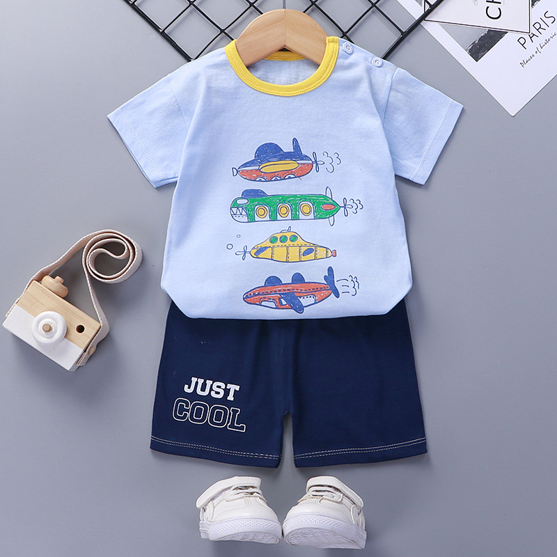 Toddler Kids Boy Print Planes Summer Short Pajamas Sleepwear Set Cotton Pjs