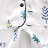 Toddler Kid Boys Prints Trees Letters Long Sleeves Pajamas Rayon Silk Sleepwear Set