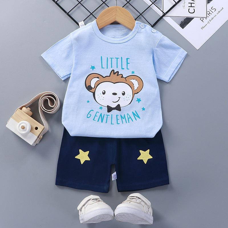 Toddler Kids Boy Print Monkey Summer Short Pajamas Sleepwear Set Cotton Pjs