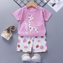 Toddler Kids Girl Print Giraffe Summer Short Pajamas Sleepwear Set Cotton Pjs