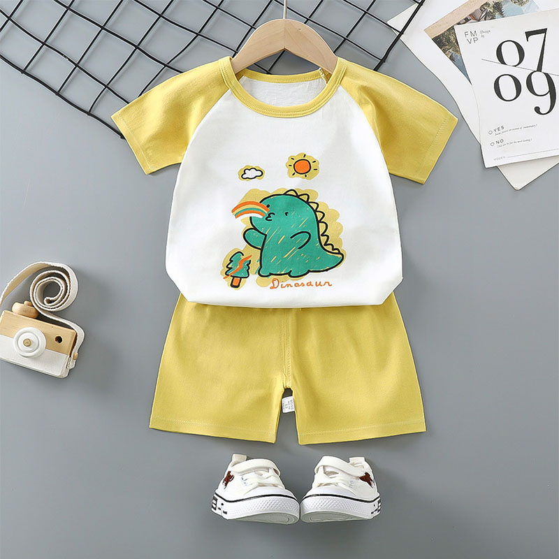 Toddler Kids Boy Rainbow Dinosaur Short Pajamas Sleepwear Set Cotton Pjs