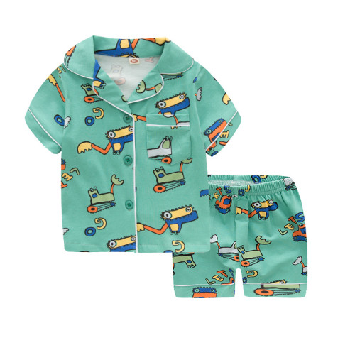 Toddler Kids Boy Engineering Vehicle Short Pajamas Sleepwear Set Cotton Pjs