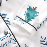 Toddler Kid Boys Prints Trees Letters Long Sleeves Pajamas Rayon Silk Sleepwear Set