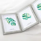 Wood Three Hinged Pictures Tabletop Photo Frame
