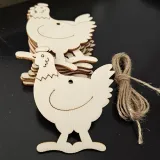 10PCS Diy Paint Drawing Easter Bunny Chicken Wooden Craft Hanging Ornaments