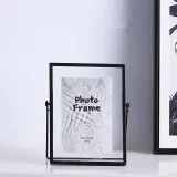 Metal Glass Dried Flower Leaf Plant Specimen Tabletop Photo Frame