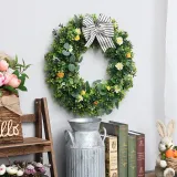 Easter Artificial Green Leaf Wreath Wall Window Faux Porch Farmhouse Patio Garden Décor
