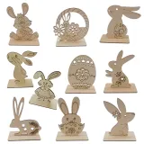 Diy Paint Drawing 10PCS Easter Bunny Decorations Wooden Craft Ornaments for Home Party Office