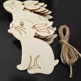 10PCS Diy Paint Drawing Easter Bunny Chicken Wooden Craft Hanging Ornaments