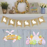 Easter Color Gnome Bunny Welcome Home Slogan Wooden Craft Ornaments