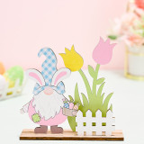Easter Color Gnome Bunny Welcome Home Slogan Wooden Craft Ornaments