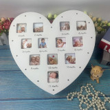 Love Heart My First Year Newbone Baby 12 Cells Growth Photo Frame Light Wall Frame