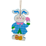 9PCS Color Easter Bunny Decorations Wooden Craft Hanging Ornaments for Home Party Office