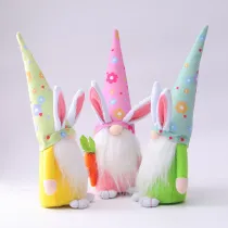 Easter Long Hat Gnome Bunny Faceless Plush Doll Ornaments With Carrot