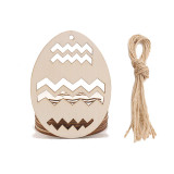 10PCS Diy Paint Drawing Easter Egg Wooden Craft Hanging Ornaments