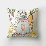 Easter Theme Pillow Covers Colorful Easter Eggs Cartoon Rabbits Bunny Pillow Cushion Cover