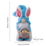 Easter Pink Ears Gnome Bunny Faceless Plush Doll Ornaments With Egg Carrot Basket