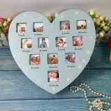 Love Heart My First Year Newbone Baby 12 Cells Growth Photo Frame Light Wall Frame