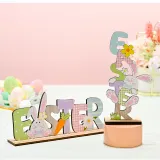 Easter Color Gnome Bunny Welcome Home Slogan Wooden Craft Ornaments