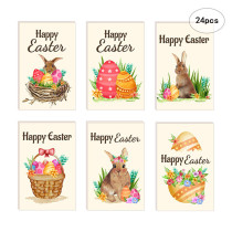 24 PCS Pack Vintage Easter Cards Kit Happy Easter Slogan with Envelope Stickers