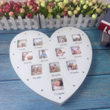 Love Heart My First Year Newbone Baby 12 Cells Growth Photo Frame Light Wall Frame