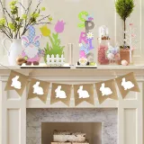 Easter Color Gnome Bunny Welcome Home Slogan Wooden Craft Ornaments