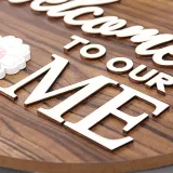 Holiday Interchangeable Seasonal Welcome Sign Round Wood Wreaths Hanging Door Wall Decoration