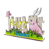 Easter Color Bunny Garden Spring Slogan Wooden Craft Ornaments With Base