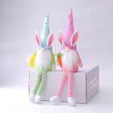 Easter Long Leg Gnome Bunny Faceless Plush Doll Ornaments With Egg Carrot