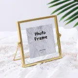 Metal Glass Dried Flower Leaf Plant Specimen Tabletop Photo Frame