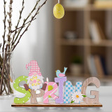 Easter Color Gnome Bunny Welcome Home Slogan Wooden Craft Ornaments
