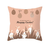 Easter Theme Sloagn Colorful Easter Eggs Cartoon Rabbits Pillow Cushion Cover