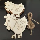 10PCS Diy Paint Drawing Easter Bunny Chicken Wooden Craft Hanging Ornaments