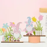 Easter Color Gnome Bunny Welcome Home Slogan Wooden Craft Ornaments