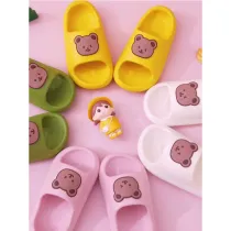 Toddlers Kids Pure Color Bear Flat Beach Summer Slippers