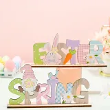 Easter Color Gnome Bunny Welcome Home Slogan Wooden Craft Ornaments