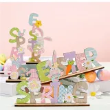 Easter Color Gnome Bunny Welcome Home Slogan Wooden Craft Ornaments