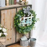 Easter Artificial Green Leaf Wreath Wall Window Faux Porch Farmhouse Patio Garden Décor