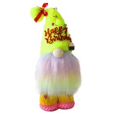 Multicolor Happy Birthday Faceless Gnomes Doll with Cake and Gift Box Decoration
