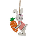9PCS Color Easter Bunny Decorations Wooden Craft Hanging Ornaments for Home Party Office