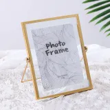 Metal Glass Dried Flower Leaf Plant Specimen Tabletop Photo Frame