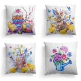 4PCS Easter Them Colorful Easter Cartoon Rabbit Spring Pillow Cushion Cover