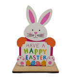 4PCS Easter Wooden Table Decorations Bunny Egg Wood Ornaments