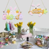 Easter Color Gnome Bunny Welcome Home Slogan Wooden Craft Ornaments