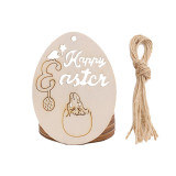 10PCS Diy Paint Drawing Easter Egg Wooden Craft Hanging Ornaments