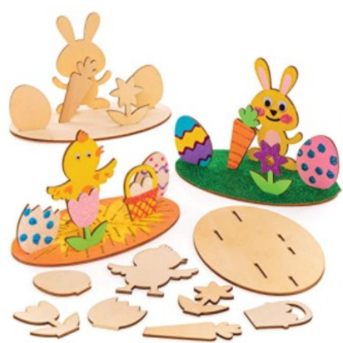 Diy Paint Drawing Easter Crafts Wooden Ornaments Bunny Chicken For Kids Painting With Base
