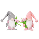 Easter Hat Gnome Bunny Faceless Plush Doll Ornaments With Tulip